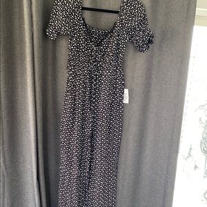 Black and White Ruched Tie Front jumpsuit